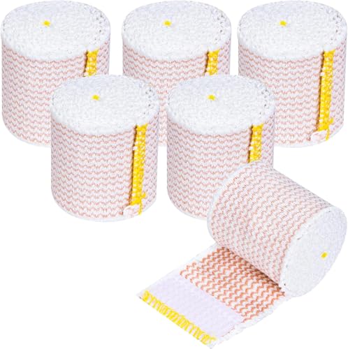 Cotton Compression Bandage Wrap with Hook-and-Loop Closure,6Rolls Elastic Bandage Wrap Compression Bandages,Self Adhesive Cotton Latex Free Compression Bandage