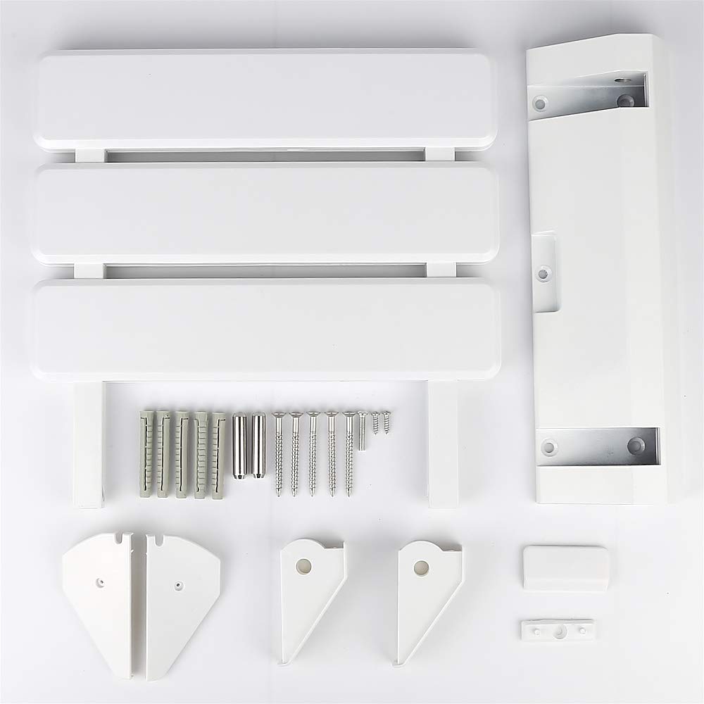 Sedia x doccia anziani - sedia doccia disabili - Sedile richiudibile - seggiolino per doccia pieghevole con montaggio a parete, max 100 kg，33 * 32 * 5 cm (bianco)