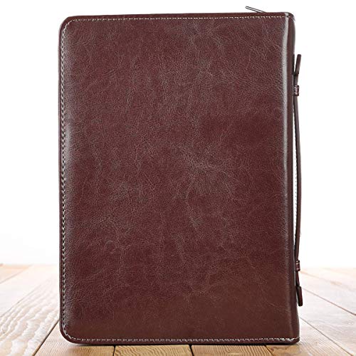 Christian Art Gifts Men's Classic Bible Cover I Know The Plans Jeremiah 29:11, Brown/Tan Faux Leather, Large #TOP1