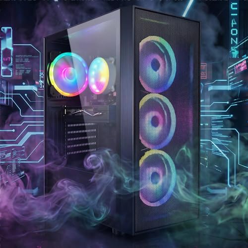Image of STGAubron Gaming PC Computer Desktop, Radeon RX 580 8G, Intel Core I7 8th up to 4.10 GHz, 16G DDR4, 512G SSD, WiFi 6 & BT 5.2, RGB Fan x4, Windows 11 Home