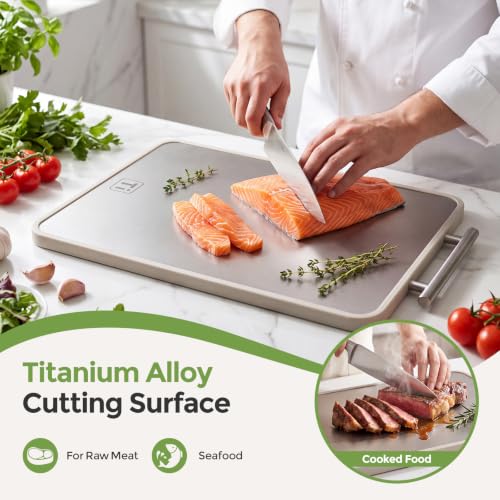 Image of Titanium Cutting Board for Kitchen, Double-Sided Wood Cutting Board