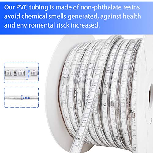 Brillihood Flexible Led Rgb Rope Light Strip, Multi Color Changing Smd 5050 Leds, 110-120V Ac, Dimmable, Waterproof, Indoor/Outdoor Rope Lighting + Remote Controller, (20M/65.6Ft) #TOP4