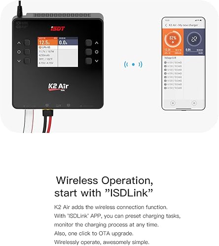 Miniatura 6 de ISDT K2 AIR Lipo Battery Balance Charger Discharger 1-6S AC 200W DC 500Wx2 20A Smart Charger for Life, Lilon, LiPo, LiHvPbNiMH Battery Balance