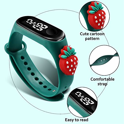 A Alps Kids Watch, Girls Watch Set 3-12 Years Old, Digital Sports Toddler Daily Waterproof Led Design, Cute Cartoon Gifts For Children (3Pc / 4Pc) #TOP4