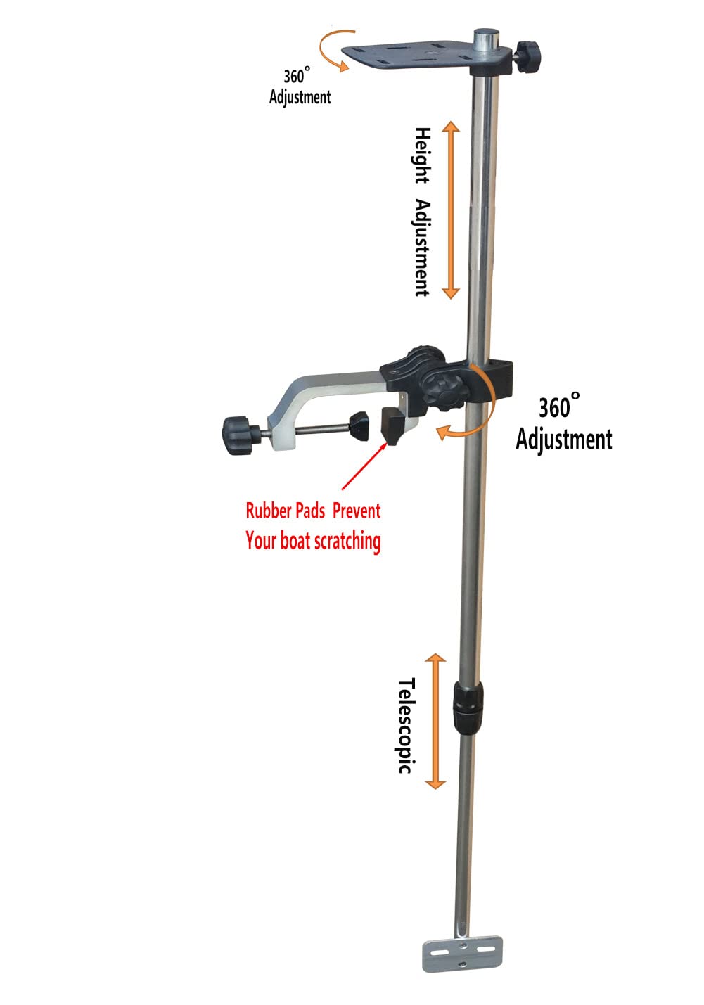 Brocraft Telescopic Portable Transducer Bracket + Universal Fishfinder