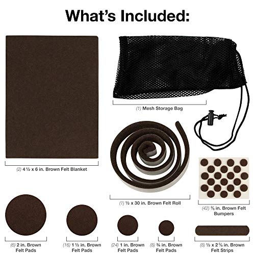 Softtouch Self-Stick Heavy Duty Furniture Felt Pads, Large 108 Piece Value Pack With Free Storage Bag! Protect Your Hardwood Floors From Scratches - Use On Tables, Chairs & Under Small Appliances #TOP1