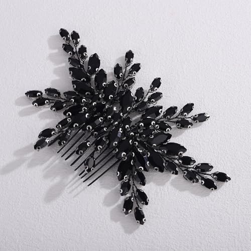 Peine para cabello negro vintage de cristal con strass miniatura 4