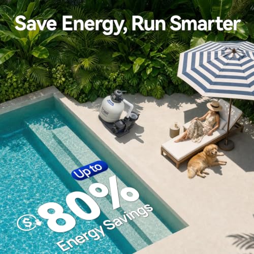 Image of AQUASTRONG 18in Sand Filter Pump for Above Ground Pool with Timer, 1.5 HP Variable Speed Pool Pump, 1200-4000 RPM, 3302-8189 GPH, 220V, 6-Way Valve Pool Filter, Energy Efficient, Powerful Self-Priming