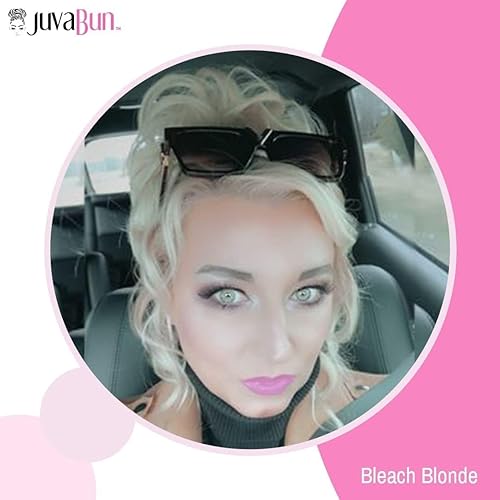 Miniatura 8 de Juvabun Moño desordenado rubio decolorado, pieza de cabello humano rubio Aspecto natural suave de peinado recogido, extensiones de moño seguras y