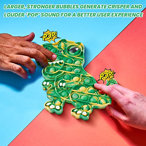 Dinosaur Push Pop Bubble Fidget Sensory Toy Silicone Large T-Rex with Printed Eye, Stress Reducer Anxiety Reliever Bubble Popper Board Fidget Squeeze Toy for Kids & Adults