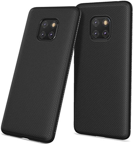 QULLOO Compatible with Huawei Mate 20 Pro Case Cover Silicone TPU Soft Bumper Premium Protective Cover Non Slip Surface [Anti-Shock and Anti-Scratch] Stripe Design For Huawei Mate 20 Pro - Black