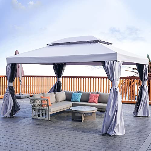 Gartenpavillon 3×4 Meter mit Moskitonetz und Vorhängen