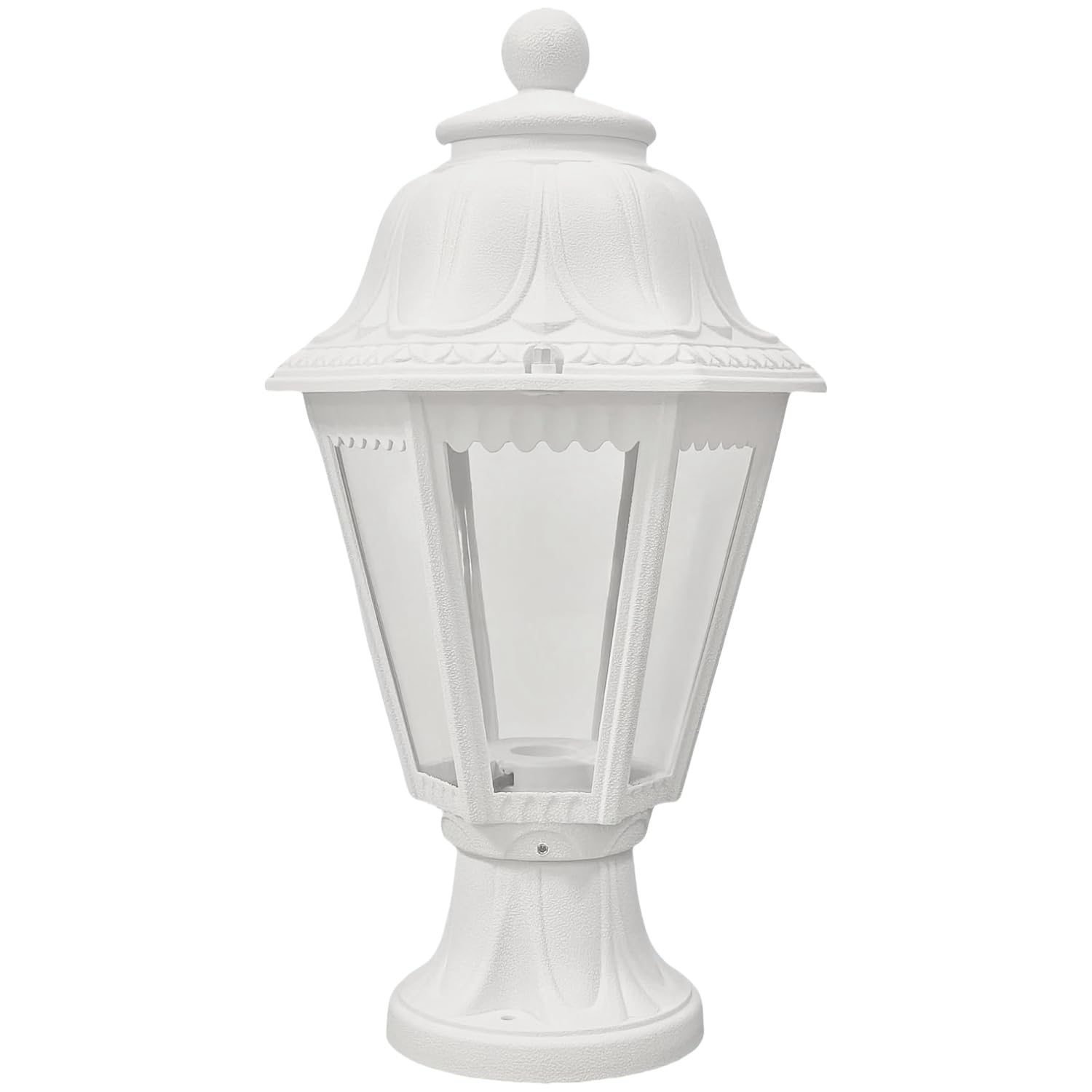 HUA QIANG WANG Outdoor Plastic Post Lights, Exterior Lamp Post Light Fixture with E27 Socket, White Waterproof Post Lantern with Clear Lampshade, Pillar Outside Lighting for Garden, Patio, Pathway
