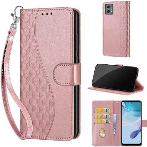 Housse Moto G 5G 2023 or rose pour femme, l'accessoire idéal en soirée