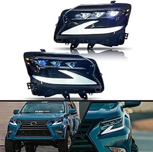 YHY Headlights Assembly For Lexus GX460 2014 2015 2016 2017 2018 2019 LED Head Lamp Front Light Car Modification Accessories DRL Sequential Turn Signal Animation Plug and Play with Blue Devil's Eye