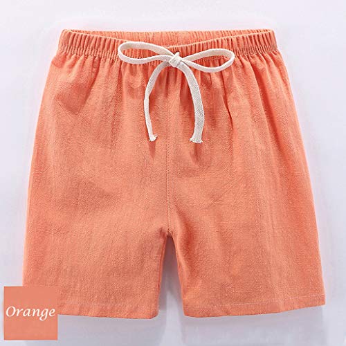 Moonker Kids Boys Girls Linen Lightweight Shorts Unisex Baggy Drawstin Straight Elastic Waist Solid Breathable2