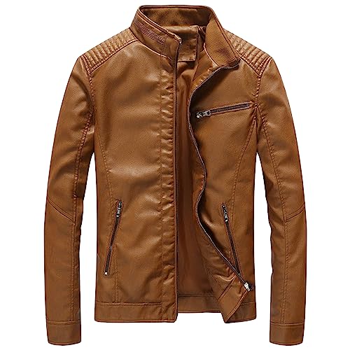 Chaqueta de cuero para hombre slim fit con cierre miniatura 1