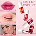 Lip Tint Korean Stain Set, 4 Colors Tinta Para Labios Waterproof Long Lasting Plumping Lip & Cheek Tint Moisturizing Non-sticky Easy Apply Mini Water Lipstick(Apple& Strawberry& Watermelon& Cherry)