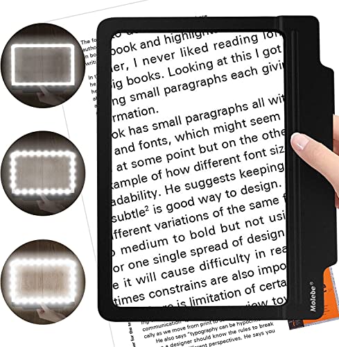 Lupa para leer, lupa 4X grande y ligera con 36 luces LED ultra brillantes y regulables que proporcionan un área de visualización de página completa uniformemente iluminada, perfecta para personas con