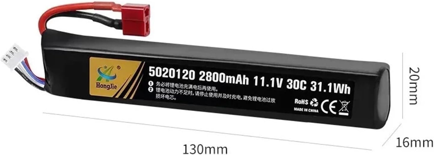 YILIANDE 5020120 for Lipo Battery Soft Bullet Gun 11.1V 2800mah 30C T/SM/XT30 for Airsoft Air Pistol Electric Toys for Water(5020120 11.1V SM 2B)