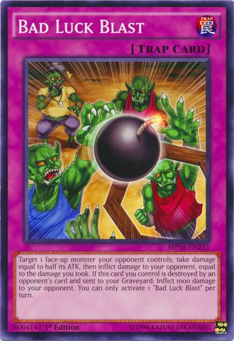Amazon.com: Yu-Gi-Oh!! - Bad Luck Blast (MP16-EN232) - Mega Pack 2016 - 1st Edition - Common : Toys & Games Amazon.com: Yu-Gi-Oh!! - Bad Luck Blast (MP16-EN232) - Mega Pack 2016 - 1st Edition - Common : Toys & Games