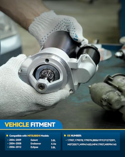 Image of PHILTOP Starter Motor Replace 17907N Compatible with Mitsubishi 2004-2008 Endeavor, 2006-2012 Eclipse 3.8L, 2004-2009 Galant 3.8L, 2010-2011 Endeavor | Compatible with Mitsubishi 2004-2008 Endeavor, 2006-2012 Eclipse 3.8L, 2004-2009 Galant 3.8L, 2010-2011 Endeavor