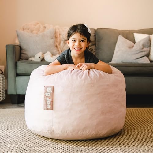 Image of Big Joe Fuf Small Foam Filled Bean Bag Chair, Desert Rose Plush, Soft Polyester, 2 feet