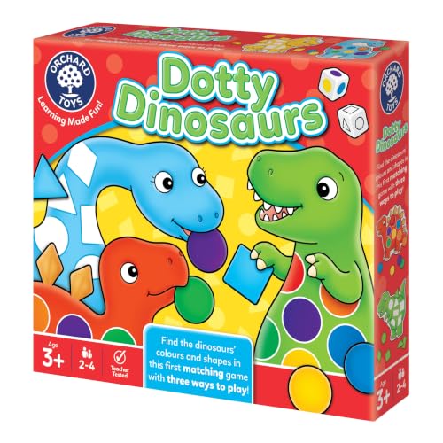 Orchard Toys Dotty Dinosaurs Game, Colour and Shape Game for Children, 2 Games in 1, Perfect for Children Age 3-6, Educational Toy Game
