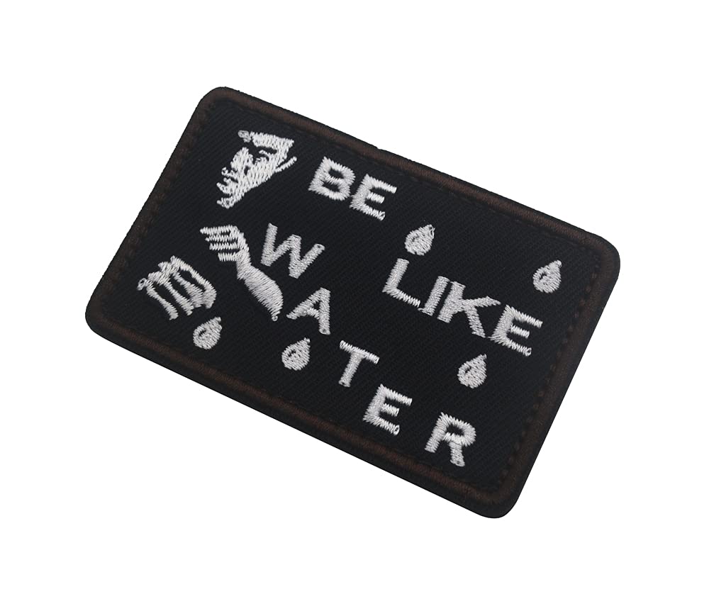 taifeng Chinese kung fu Bruce Lee Patch be Like Water Military Tactics Embroidered Patch Hook Loop (Color-B)