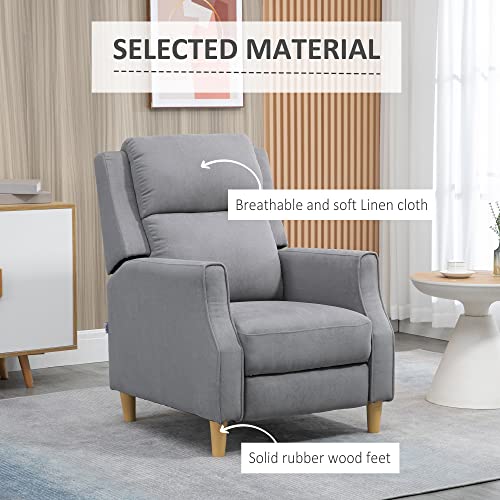 Homcom Manual Recliner Chair With Footrest, Thick Padded Headrest And Back, Sofa Chair For Living Room Bedroom, Gray #TOP5