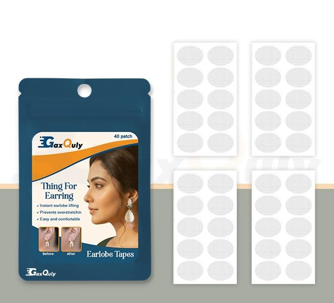 Transparent Ear Lobe for Support Earrings Invisible Heavy Earring Supporter Tapes Stickers Lifts Patches For Girls & Women, Eliminates the Look of Torn or Stretched Piercings (Pack of 40)-picture-22