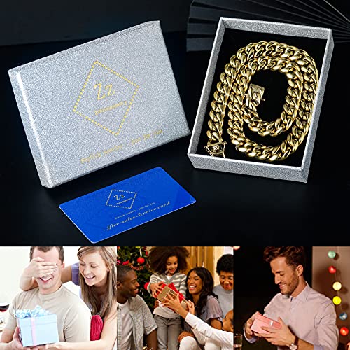 Zsllzm Mens Miami Cuban Link Chain 14K Real Gold Plated Chain For Men Solid Stainless Steel Necklace Hip Hop Jewelry 10Mm/12Mm/14Mm,18-30 Inches (22'', 14K Gold Plated-10Mm) #TOP5