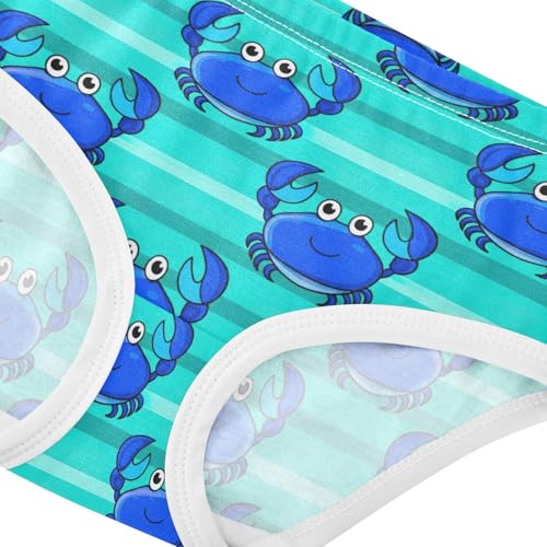 Joisal Cotton Girls Underwear Toddler Cute Crab Blue Stripe Little Girl Panties Funny Kids Undies Briefs 2t4