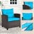 ORALNER 3 Pieces Patio Furniture Set, Outdoor Wicker Conversation Set Rattan Chairs with Cushions, Glass Coffee Table, Bistro Set for Front Porch Balcony Garden Deck Poolside (Turquoise)