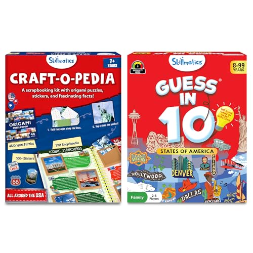 Skillmatics Craft-o-pedia USA Scrapbooking Kit & Guess in 10 States of America Bundle, Perfect for Boys, Girls, Kids & Families Who Love Educational Toys, Gifts for Ages 7, 8, 9, 10 and Up
