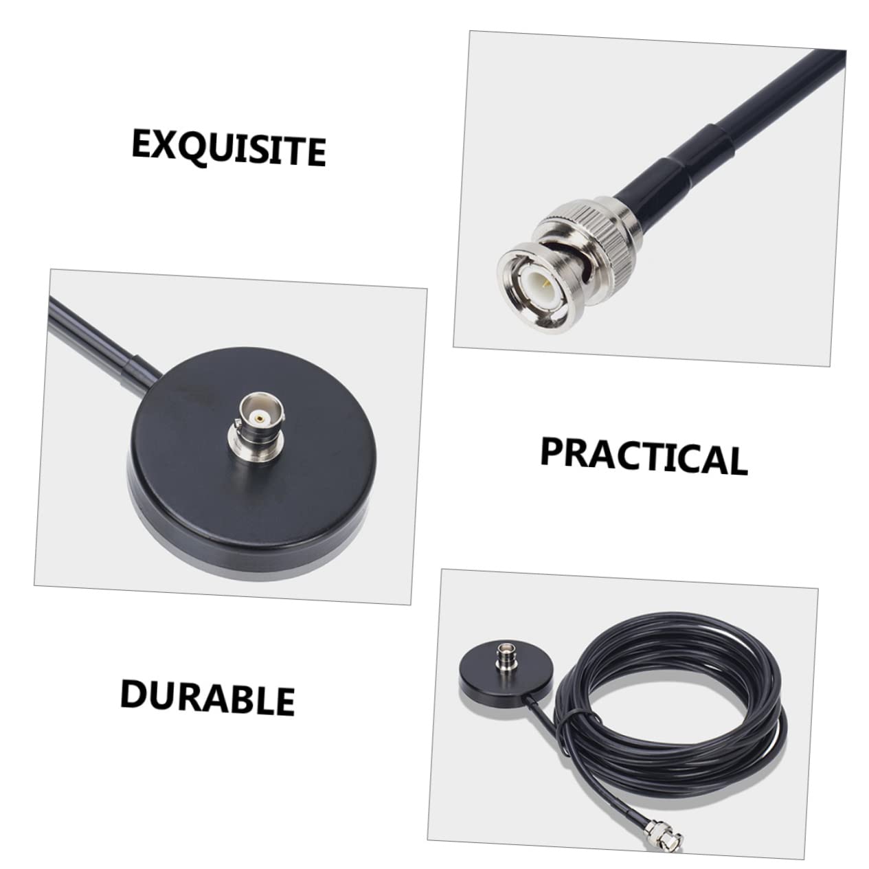 Supporto per Antenna Magnetico per Auto Base di Montaggio per Antenna Radio Mobile con Cavo da 5 Metri Realizzato in Lega di Alluminio, Abs e Gomma Resistente ai Graffi e Durevole