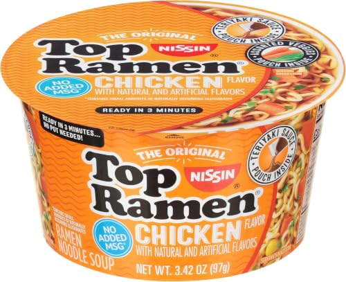 Image of Nissin Top Ramen Bowl Ramen Noodle Soup, Chicken, 3.42 Ounce (Pack of 5)