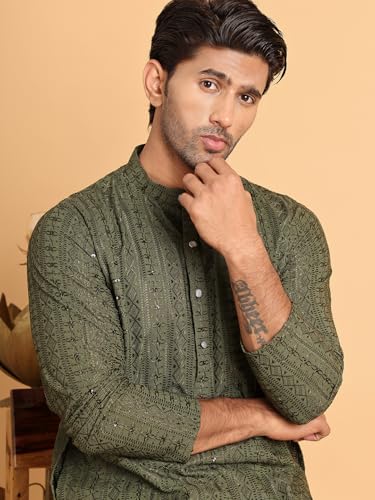 Image of Jompers Embroidered Straight Kurtas for Men