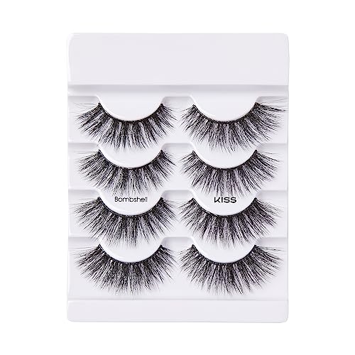 KISS Lash Couture Triple Push-Up False Eyelashes, 'Bombshell', 14 mm, Includes 4 Pairs Of Lashes, Contact Lens Friendly, Easy to Apply, Reusable Strip Lashes - Image 5