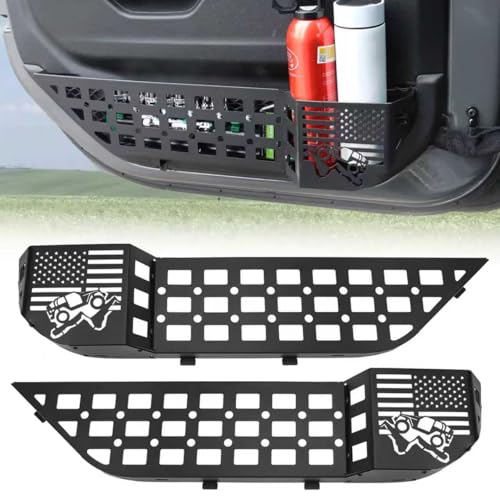HOCHO Fit for Jeep Door Storage Pockets Upgraded +40% Storage Space Aluminum Front Door Storage Fit for Jeep Wrangler JL Accessories JLU 2018-2025 & Jeep Gladiator Accessories