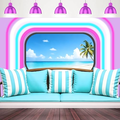 Love Villa Island Bachelorette Party Decorations Backdrop 5 * 3ft Bright Tropical Neon Beach Romance Theme for Party Summer Banner Vacation Photo Booth for Pool Beach Party Supplies