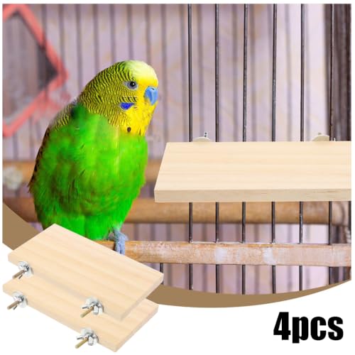 Persiiious 4 Pièces Plateforme pour Oiseaux, 19×10 cm Plateformes d'escalade en Bois, Plateformes Bois Naturel pour Oiseaux, Perchoirs Rectangulaires, Perchoir Récréatif, pour Cockatiels, Hamsters – vue 3