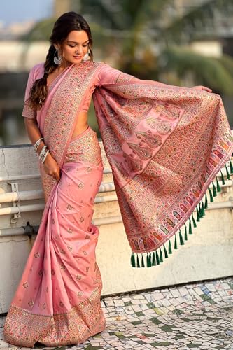 Image of SGF11 Women's Kanjivaram Pure Soft Silk Saree With Unstitched Blouse Piece