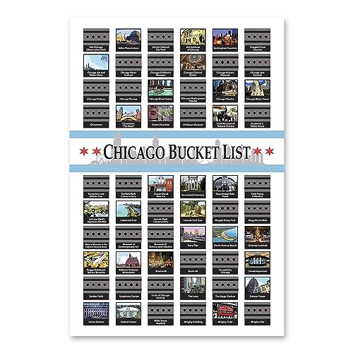 Destinations Trekked Chicago Scratch Off Poster; 12x18; Bucket List; Chicago housewarming Gift; Travel Map; Illinois, Wall Art Gift