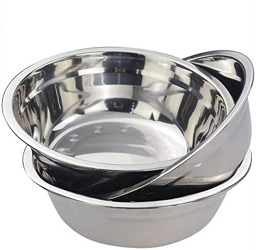Menax - Stainless Steel Deep Mixing Bowl - Salad Bowl - Set of 3 - diameter 19 cm, Silver - Image 2