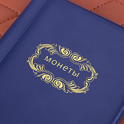 120 Coin Storage Collecting Holders Penny Pockets Money Album Book (Blue) #TOP5