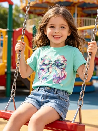 Image of Funnycokid Little Girls T Shirt for Toddler 3-7 Years Kids Tee Graphic Short Sleeve Clothes Tops