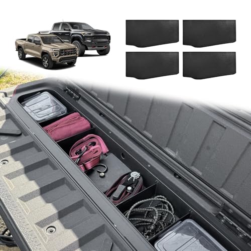 Muslogy for 2023-2026 Colorado & Canyon Tailgate Organizer Storage Divider 4PCS Black ABS Material Compatible with Chevy Colorado/GMC Canyon StowFlex Tailgate Accessories 2023 2024 2025 2026