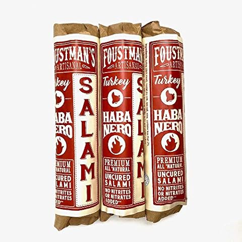 Foustman's Artisanal Salami, Nitrate-Free, Naturally Cured, (Pack of 3) (Turkey Habanero) Cover