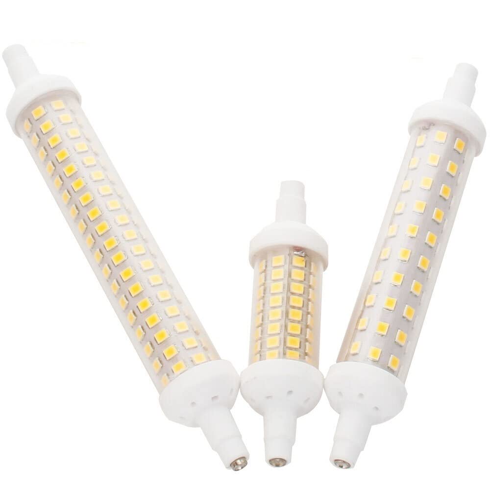 YSJX lighting, Paquete de 6, lámpara LED R7S AC220V SMD2835 78mm/118mm/135mm R7S LED cerámica + bombilla acrílica Bombillas para el hogar(Cold White,118mm 9W)